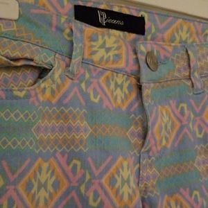 Pastel Aztec Patterned Skinny Jeans
